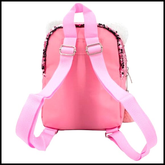 Hello Kitty Sherpa Sequin Mini Backpack with 3D Ears & Pompom Dangle - Picture 6 of 7